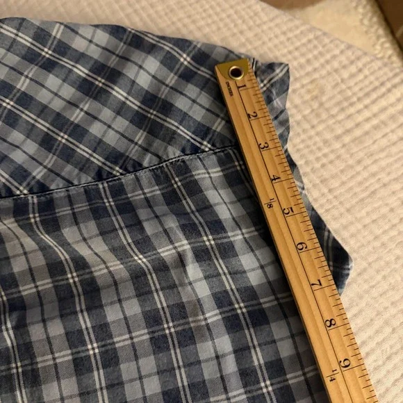 Billy T Shirt Dress Womens Medium Blue Plaid Button Front Pockets Midi Casual - Picture 14 of 16